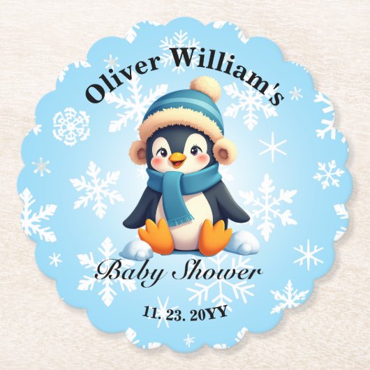 Custom Baby Penguin Baby Duschpapier Untersetzer (Vorderseite)