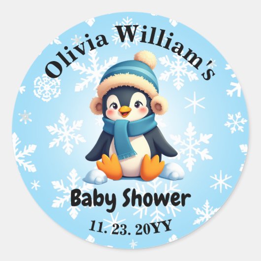 Custom Baby Penguin Baby Shower Stickers (Vorderseite)