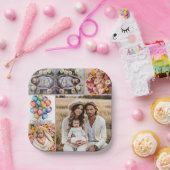 Custom Baby Photo Paper Plate – Brown Frame Pappteller (Party)