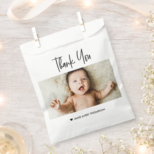 Custom Baby Photo Thank You Favor Bags Modern  Geschenktütchen (Ausgeschnitten)