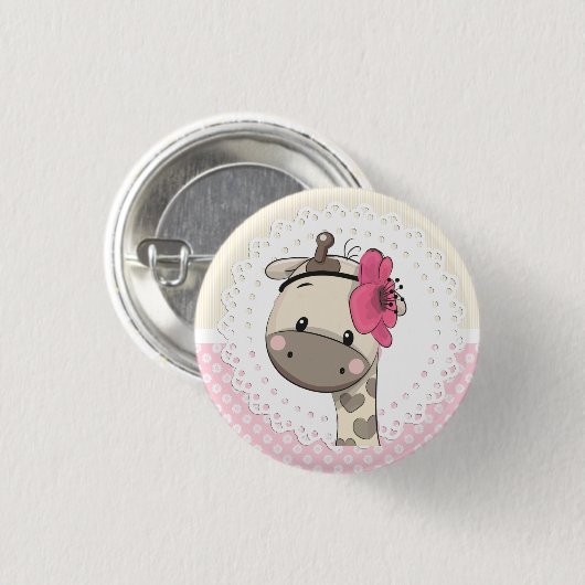 Custom Baby Pink Giraffe Botton Button (Vorne & Hinten)