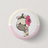 Custom Baby Pink Giraffe Botton Button (Vorderseite)
