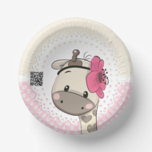 Custom Baby Pink Giraffe Paper Bowls Pappteller