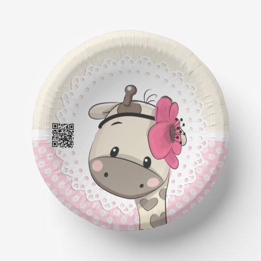 Custom Baby Pink Giraffe Paper Bowls Pappteller (Vorderseite)