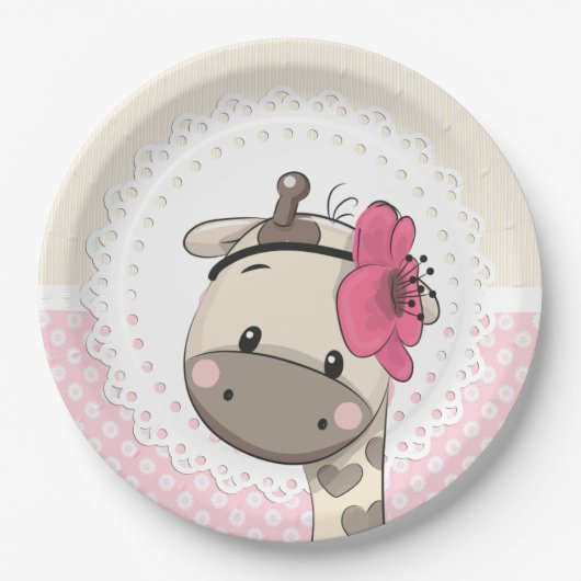Custom Baby Pink Giraffe Paper Teller (Vorderseite)