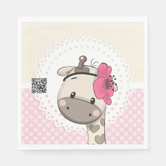 Custom Baby Pink Giraffe Papier Napkins Serviette (Vorderseite)