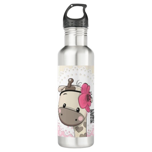 Custom Baby Pink Giraffe Säule Stahl Wasserflasche Edelstahlflasche (Vorderseite)