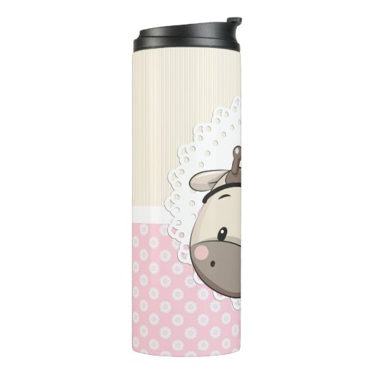 Custom Baby Pink Giraffe Säule Thermosbecher (Nach links gedreht)