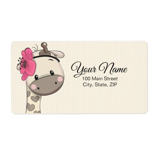 Custom Baby Pink Girl Giraffe Rücksendeadresse Eti (Vorne)