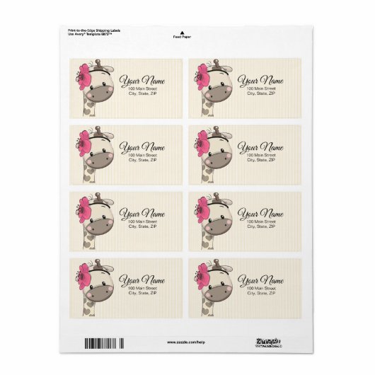 Custom Baby Pink Girl Giraffe Rücksendeadresse Eti (Vorne)
