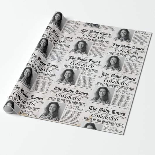 Custom Baby Pregnancy Reveal Newspaper Geschenkwra Geschenkpapier (Ungerollt)