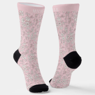 Custom Baby Rose Pink Blütenweiß Blume Muster Socken