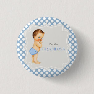 Custom Baby Shooter Party Blue Oma Button