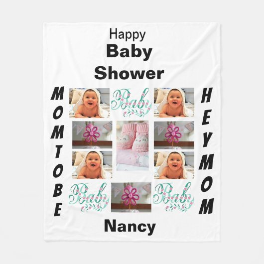 Custom Baby Shower 11 Foto Collage Fleecedecke (Vorderseite)
