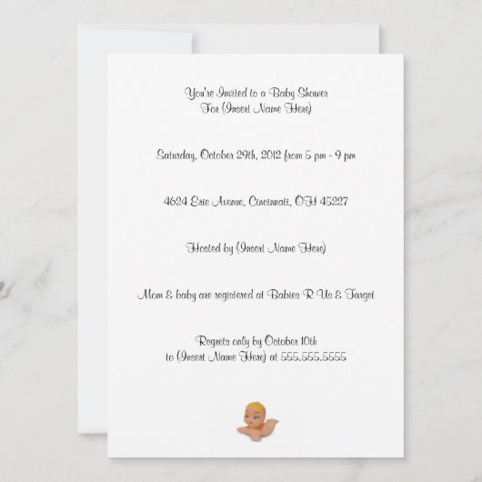 Custom Baby Shower Einladung für Junge oder Mädche (Rückseite)