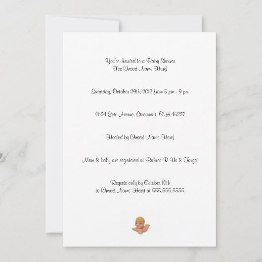 Custom Baby Shower Einladung für Junge oder Mädche (Rückseite)