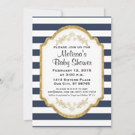 Custom Baby Shower Einladung, Navy und Gold Einladung
