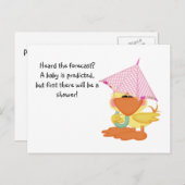 Custom Baby Shower Einladung Pink Duck in Rain (Vorne/Hinten)