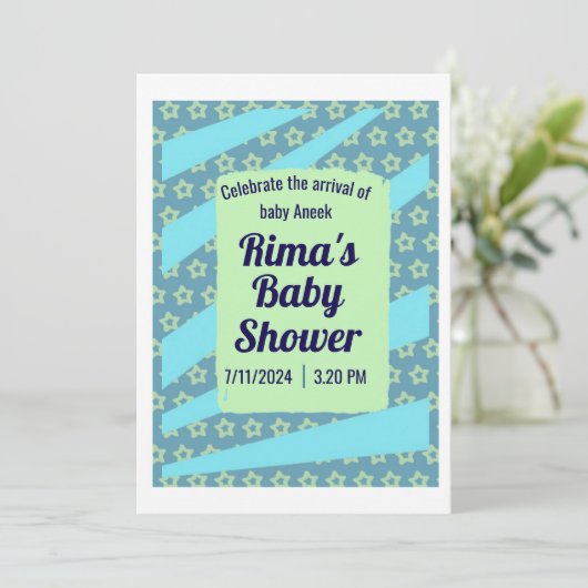Custom Baby Shower Einladungskarte für Rima Einladung (Stehend Vorderseite)