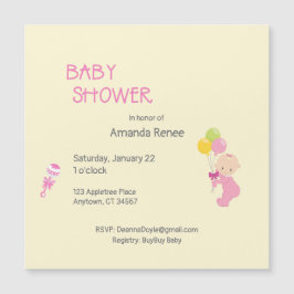 Custom Baby Shower Girl Rattle Balloons Magnetkarte