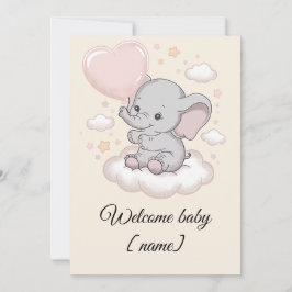 Custom Baby Shower Grußkarte - Niedlicher Elefant Karte
