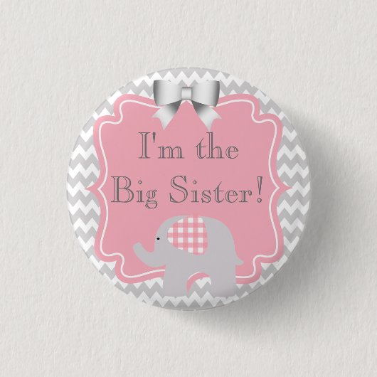 Custom Baby Shower Party Ich bin der große Schwest Button (Vorderseite)