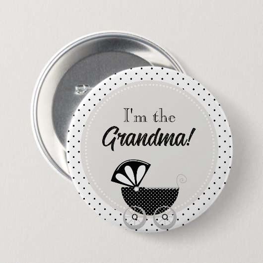 Custom Baby Shower Party I'm the Grandma Button (Vorne & Hinten)