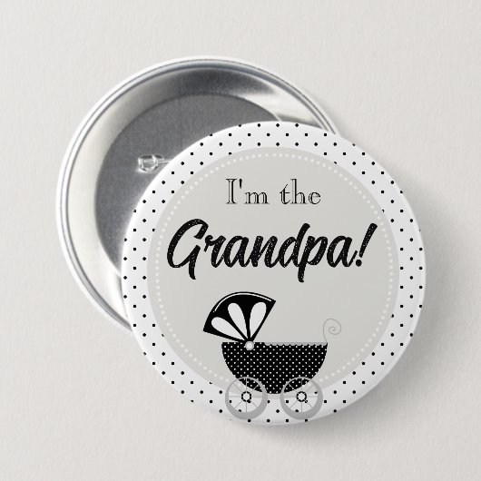 Custom Baby Shower Party I'm the Grandpa Button (Vorne & Hinten)