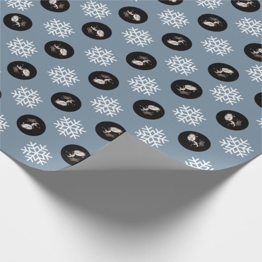 Custom Baby Sonogram Blue Snowflake Holiday Geschenkpapier (Ecke)