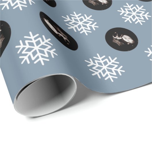 Custom Baby Sonogram Blue Snowflake Holiday Geschenkpapier (Rolleneckpunkt)