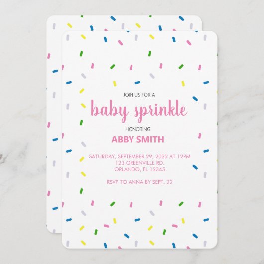 Custom Baby Sprinkle Dusche Einladung (Vorne/Hinten)