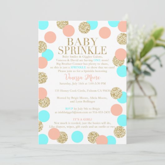 Custom Baby Sprinkle Einladung (Stehend Vorderseite)