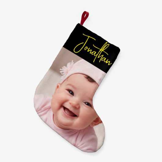 Custom Baby Strumpf - 1. Weihnachtsfest Foto! Kleiner Weihnachtsstrumpf (Vorderansicht (hängend))