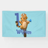 Custom Baby Tiger Kariert First Birthday Banner (Horizontal)