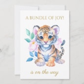 Custom Baby Tiger mit Blume Babydusche Einladung (Vorderseite)