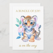 Custom Baby Tiger mit Blume Babydusche Einladung (Vorne/Hinten)