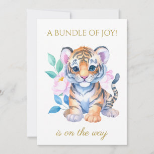 Custom Baby Tiger mit Blume Babydusche Einladung