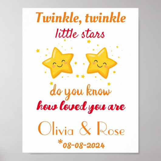 Custom Baby Twins Kinderzimmer Dekoration, Sterne, Poster (Vorne)