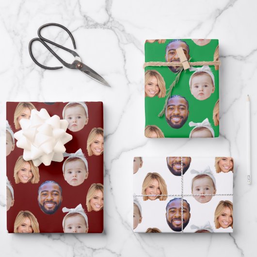 Custom Baby Vater Mama Face Tasse Baby 3 Fotos Geschenkpapier Set (Vorderseite)