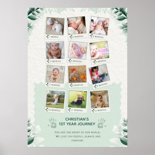 Custom Baby's 1. Jahr Reise Foto Collage Poster (Vorne)