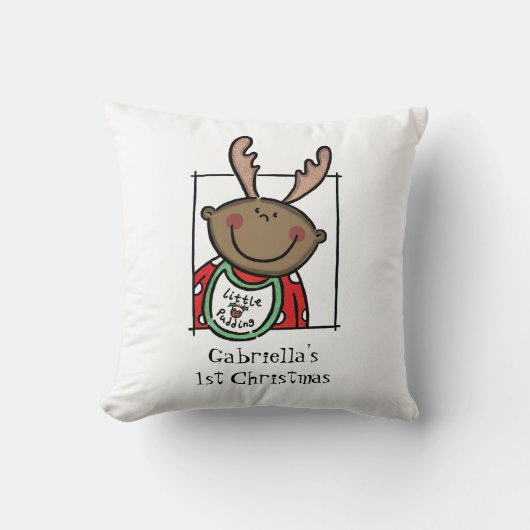 Custom Baby's 1. Weihnachts Dunkle Haut Tone Gesic Kissen (Vorderseite)