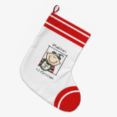 Custom Baby's 1. Weihnachts Light Skin Baby Face Großer Weihnachtsstrumpf (Vorderansicht (hängend))