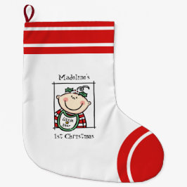 Custom Baby's 1. Weihnachts Light Skin Baby Face Großer Weihnachtsstrumpf