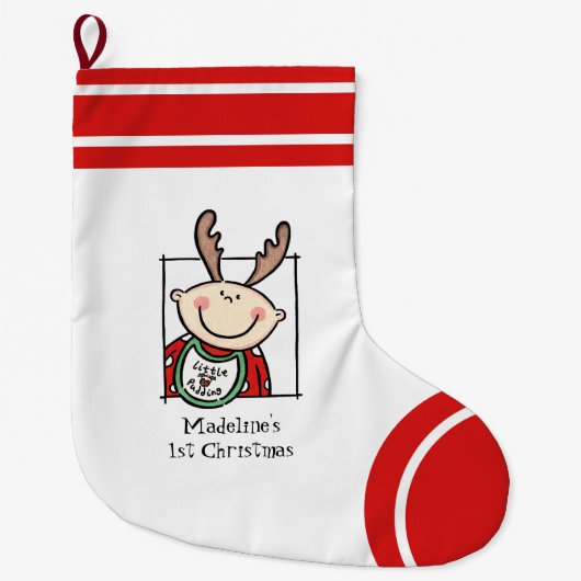 Custom Baby's 1. Weihnachts Light Skin Baby Face Großer Weihnachtsstrumpf (Vorderseite)