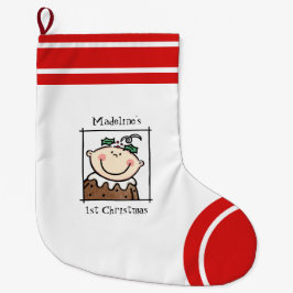 Custom Baby's 1. Weihnachts Light Skin Baby Face Großer Weihnachtsstrumpf