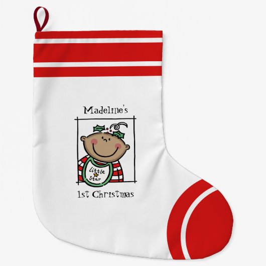 Custom Baby's 1. Weihnachts Medium Skin Baby Gesic Großer Weihnachtsstrumpf (Vorderseite)