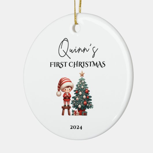 Custom Baby's First Christmas Baubles Keramik Ornament (Links)