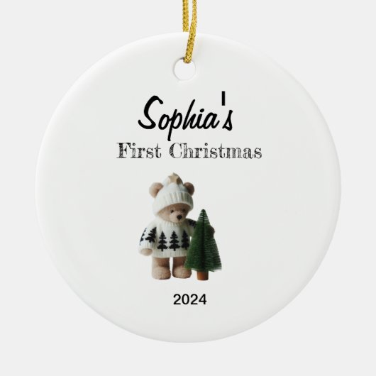 Custom Baby's First Christmas Baubles Keramik Ornament (Vorne)