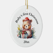 Custom Baby's First Christmas Bear Geschenke Keramik Ornament (Rechts)