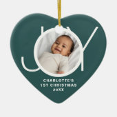 Custom Baby's First Christmas Foto Green Keramik Ornament (Vorne)
